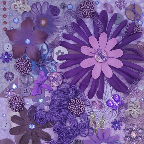 Lilac Purple Gray Pastel Floral Scrapbook Paper