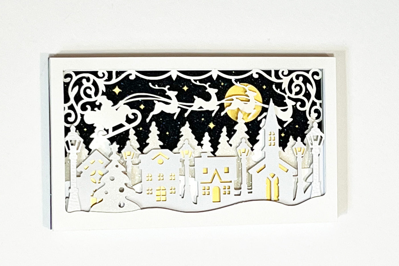 all white winter shadowbox scene