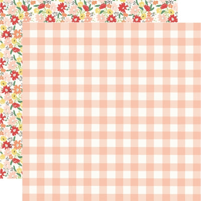 (Side A - pastel pink plaid on a white background; Side B - pink, red, and yellow flowers on a white background) Archival quality, acid-free.