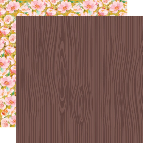 (Side A - dark brown woodgrain pattern; Side B - dark yellow background filled with pink flowers) Archival quality, acid-free.