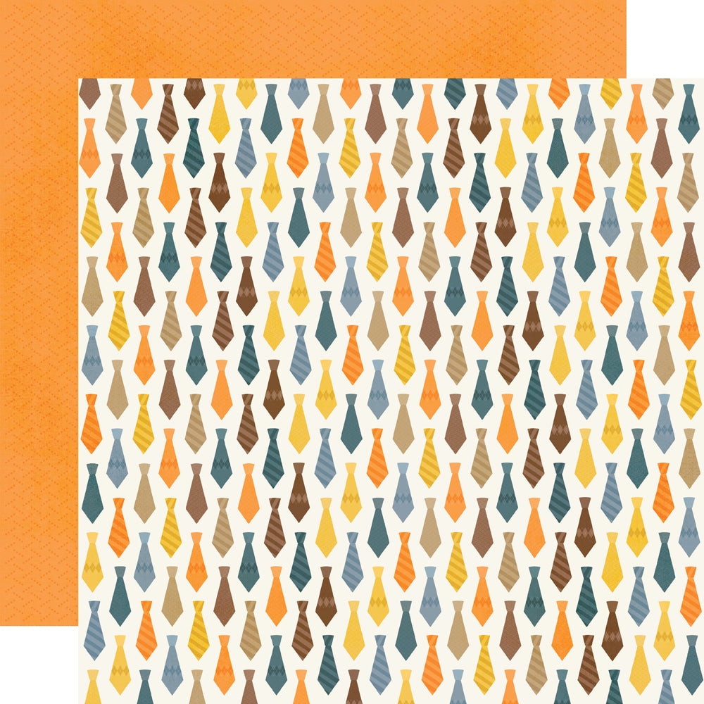 (Side A - ties in blue, yellow, orange, and brown on a cream background, Side B -a small orange pattern on an orange background) Archival quality, acid-free.