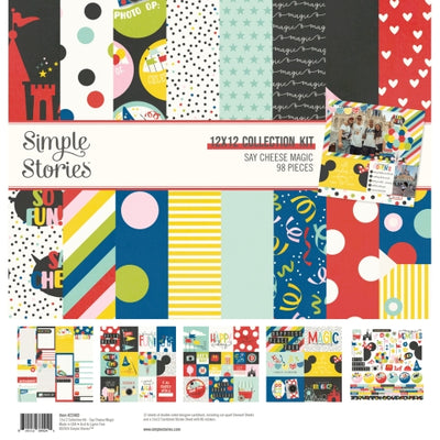 Say Cheese Magic Kit includes 12 sheets of double-sided 12x12 Designer Cardstock, including cut apart Journal, Tags, and Element Sheets, and a 12x12 Cardstock Sticker Sheet (98).