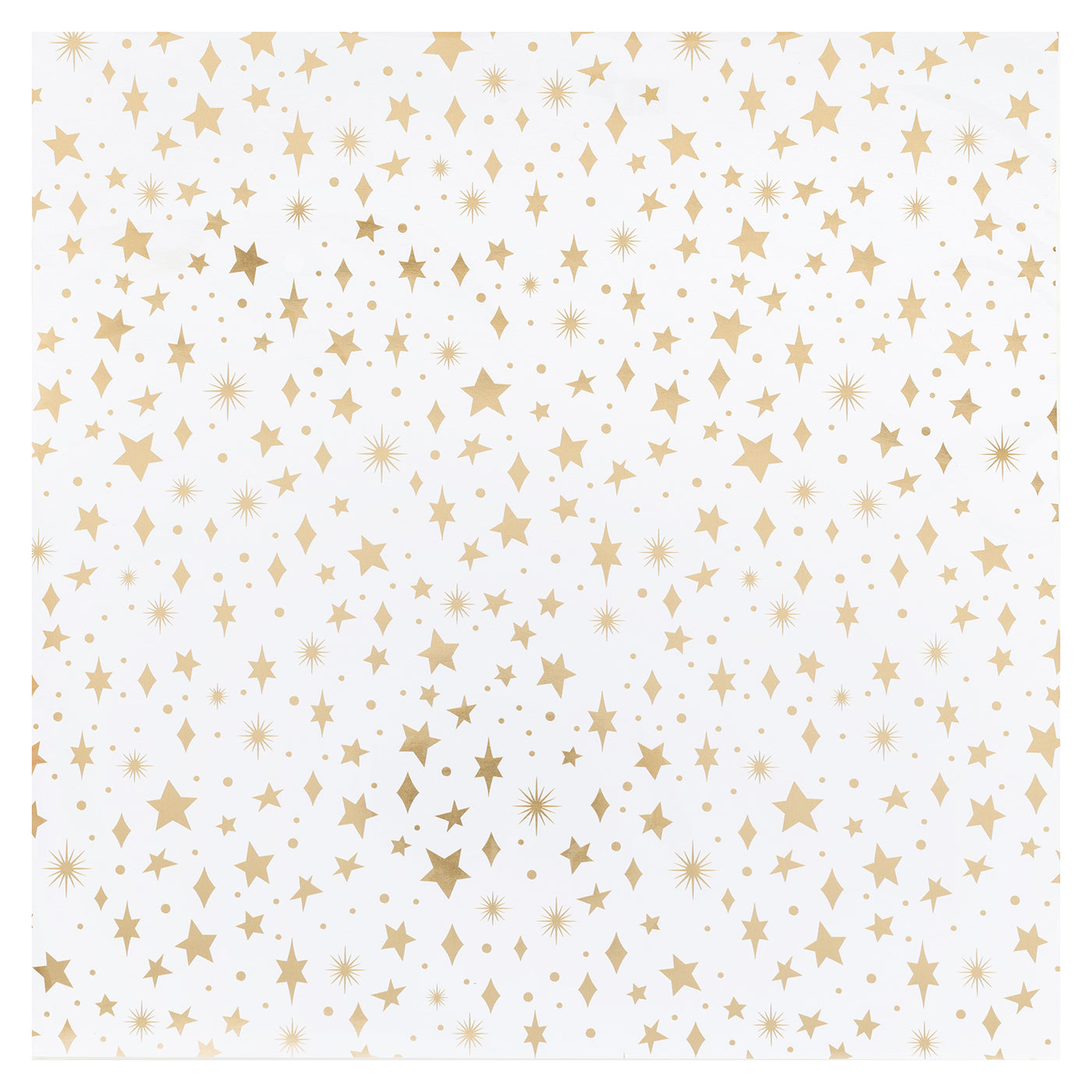 Gold foil stars on white cardstock from American Crafts Specialty Paper. 12x12 inch. Add flair to invitations, scrapbook pages, or any paper crafts.