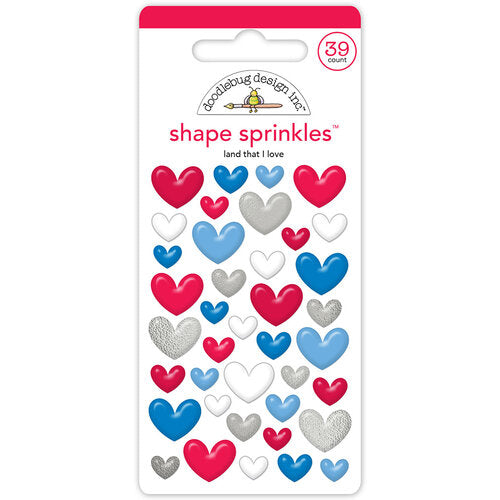 Introducing LAND THAT BI LOVE Shape Sprinkles by Doodlebug Design! Elevate your crafting projects with these self-adhesive enamel shapes. This set of enchanting shapes features a captivating mix of hearts, perfect for adding a touch of magic to your creations. 