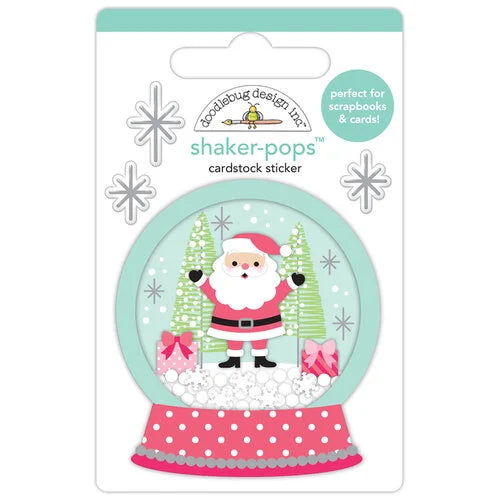 Christmas snow globe shaker-pops sticker, a fun embellishment for craft projects by Doodlebug Design.