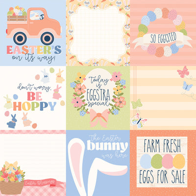 BUNNIES AND BASKETS 4X4 JOURNALING CARDS - 12x12 Double-Sided Patterned Paper - Echo Park