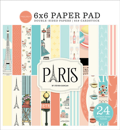 Versatile 6x6 pad with 24 double-sided sheets focused on the charm of Paris. Great for card making and pages. Show where you went on your travels.