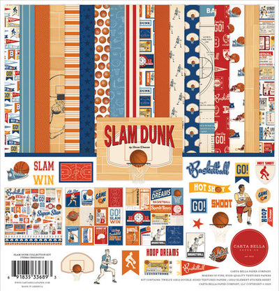 Collection Kit for paper crafts includes 12 double-sided papers with sporty basketball themes. Matching sticker elements sheet included.  80 lb felt cover cardstock