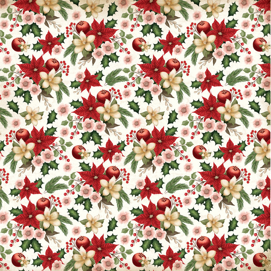 HOLIDAY FLORAL - 12x12 Patterned Cardstock - Carta Bella