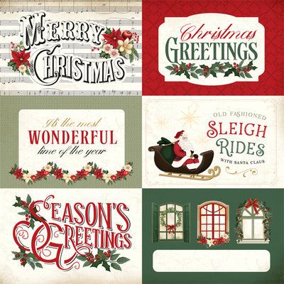 A VINTAGE CHRISTMAS 6X4 JOURNALING CARDS 12x12 Patterned Cardstock - Carta Bella