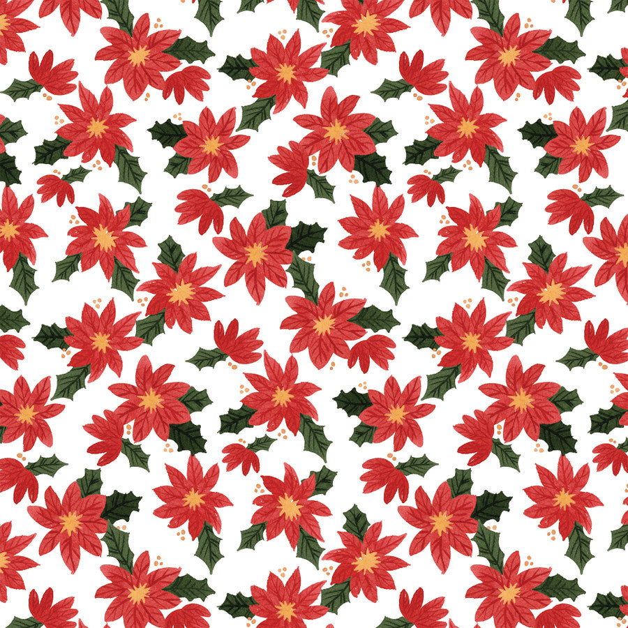 POPPING POINSETTIAS - 12x12 Patterned Cardstock - Carta Bella