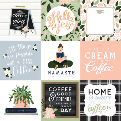 COFFEE & FRIENDS 4X4 JOURNALING CARDS - 12x12 Double-Sided Patterned Paper - Echo Park