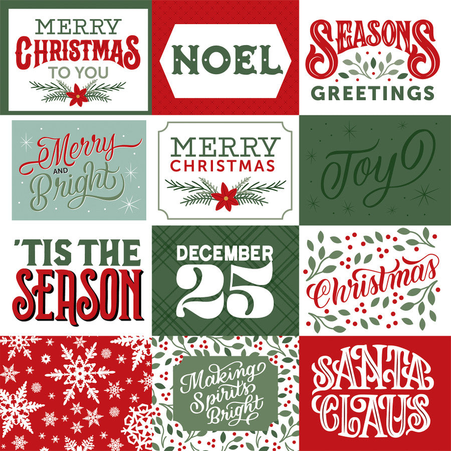 CHRISTMAS SAUTATIONS 4X3 JOURNALING CARDS - 12x12 Double-Sided Paper - Echo Park