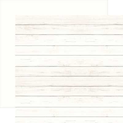 12x12 double-sided patterned paper. (Side A - ivory wood grain, Side B - matching solid reverse)