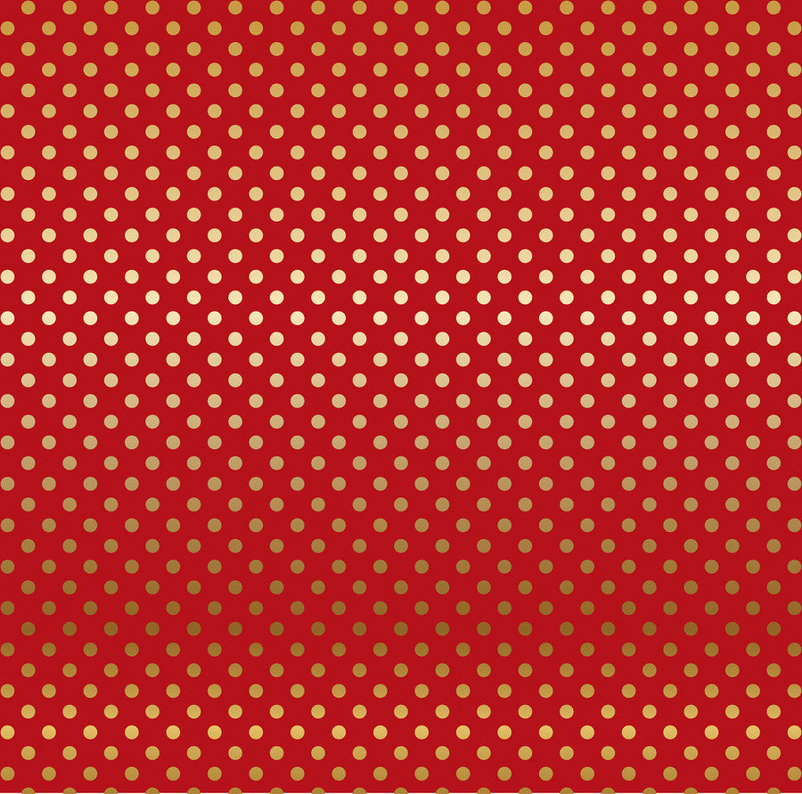 DARK RED GOLD FOIL DOT - Dots & Stripes 12x12 Cardstock Echo Park