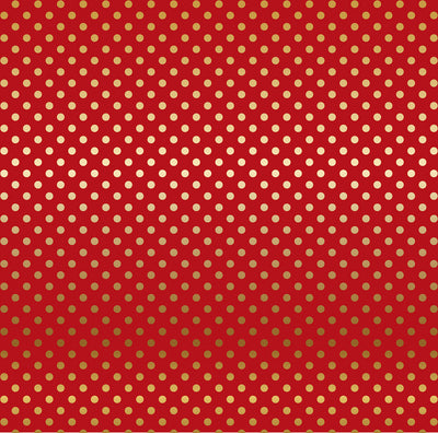 DARK RED GOLD FOIL DOT - Dots & Stripes 12x12 Cardstock Echo Park