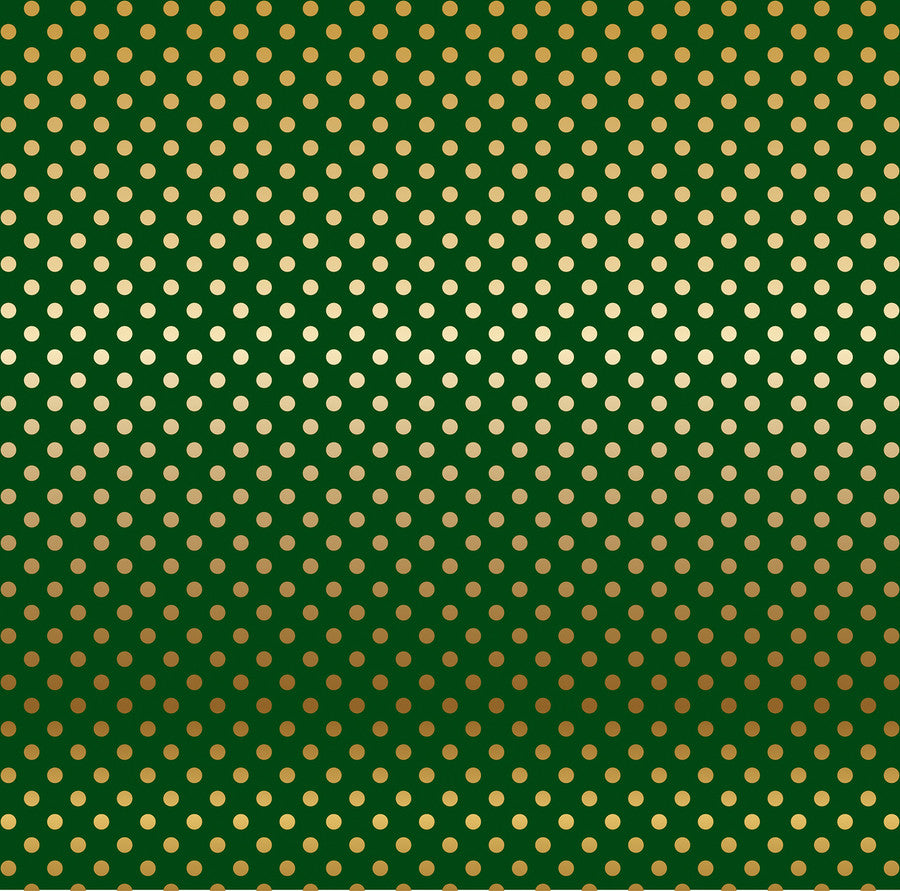 DARK GREEN GOLD FOIL DOT - Dots & Stripes 12x12 Cardstock Echo Park