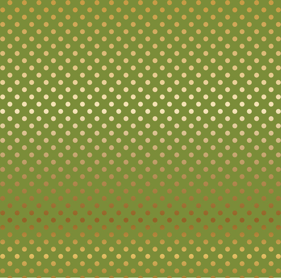 OLIVE GREEN GOLD FOIL DOT - Dots & Stripes 12x12 Cardstock Echo Park