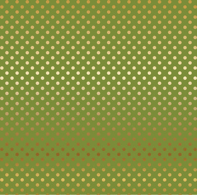 OLIVE GREEN GOLD FOIL DOT - Dots & Stripes 12x12 Cardstock Echo Park