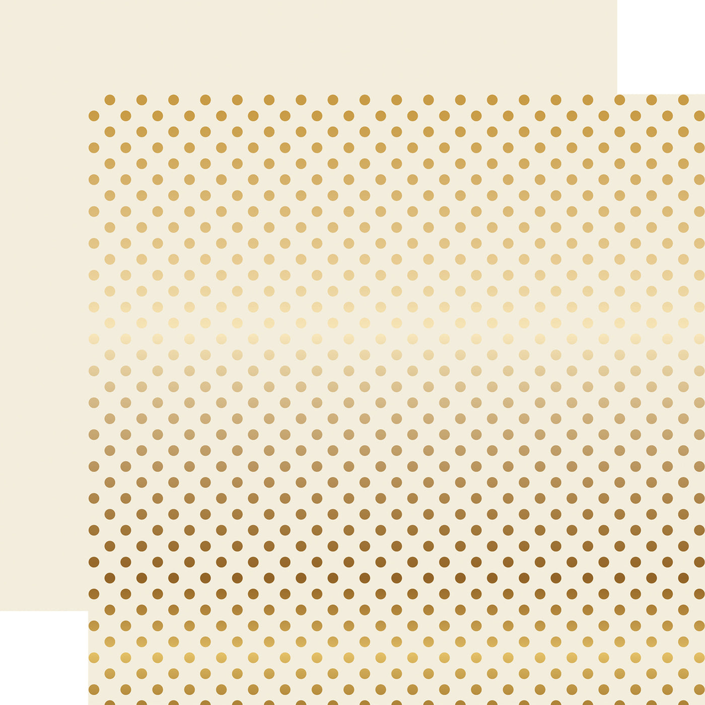 Gold foil dots on ivory 12x12 cardstock, plain ivory reverse, from Dots & Stripes Collection by Echo Park Paper.