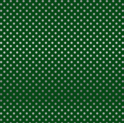 DARK GREEN SILVER FOIL DOT - Dots & Stripes 12x12 Cardstock Echo Park