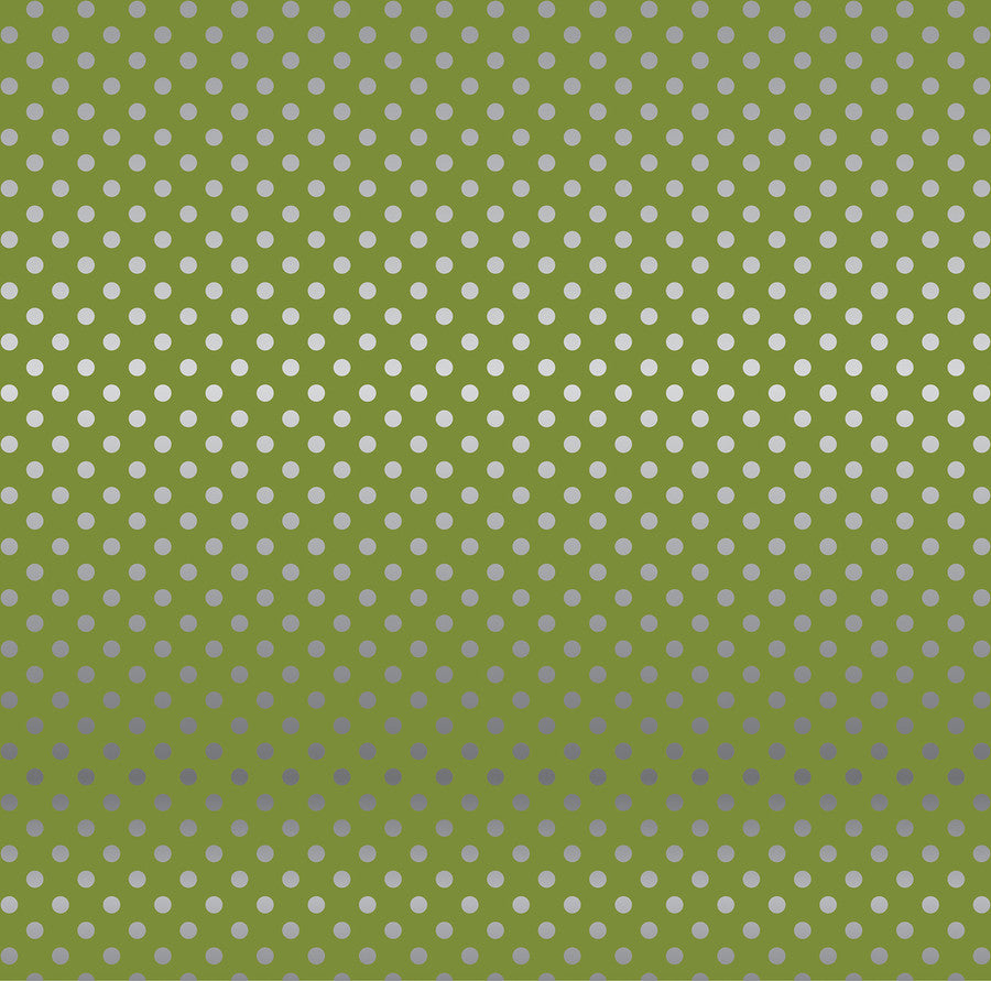 OLIVE GREEN SILVER FOIL DOT - Dots & Stripes 12x12 Cardstock Echo Park