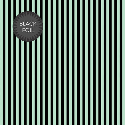 BLACK FOIL STRIPE - MINT - Dots & Stripes 12x12 Cardstock