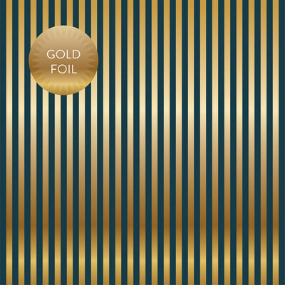 GOLD FOIL STRIPE - NAVY - Dots & Stripes 12x12 Cardstock