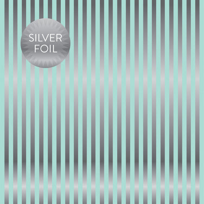 ARCTIC SILVER FOIL STRIPE  - Dots & Stripes 12x12 Cardstock