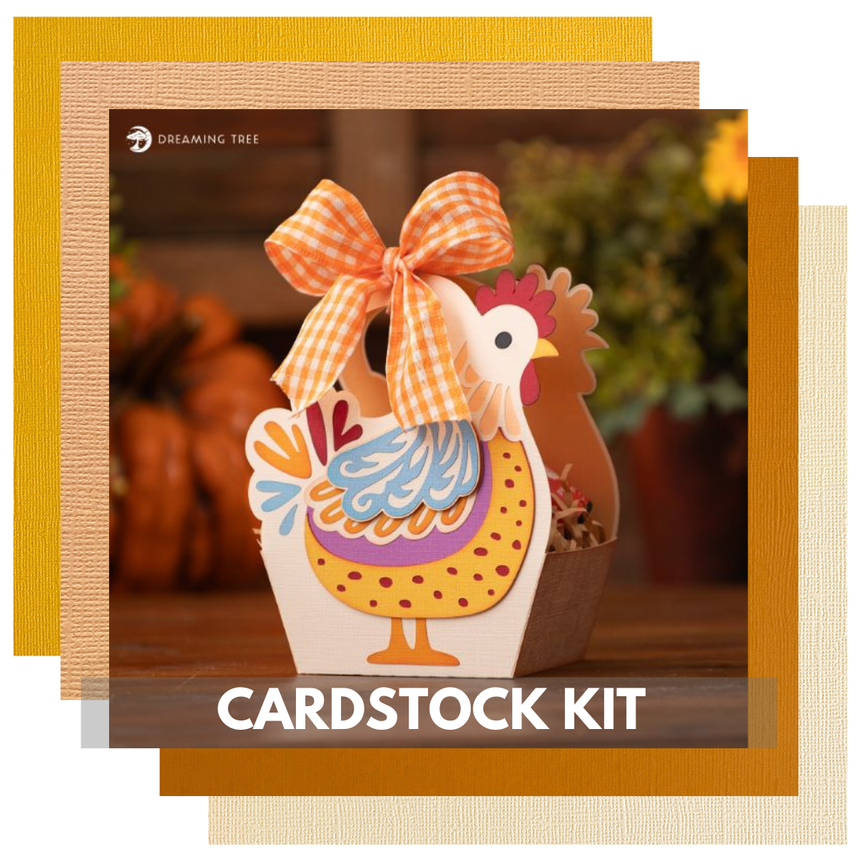 chicken gift bag svg cardstock kit for Dreaming Tree Autumn Cluck Bag