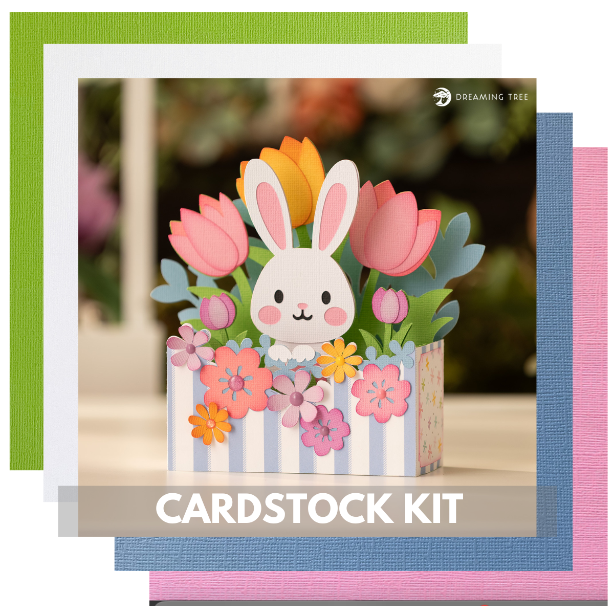 Cardstock Kit for handmade Easter card Peek-A-Bunny Pop Up Card