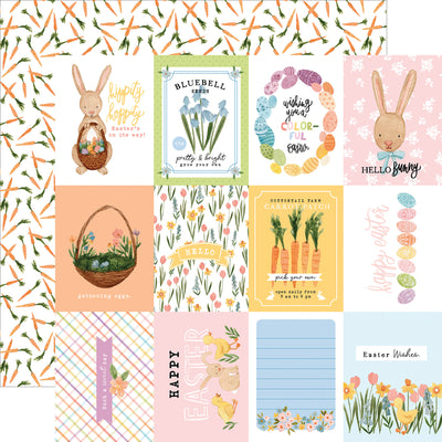 12x12 double-sided patterned paper - (3X4 Easter journaling cards, orange carrots pattern reverse)