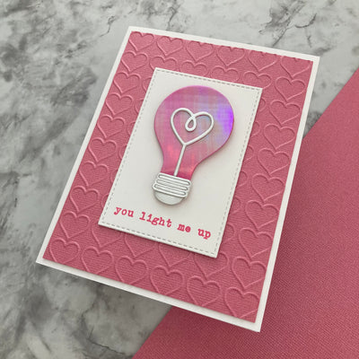 Handmade card featuring PInk Mylar cardstock