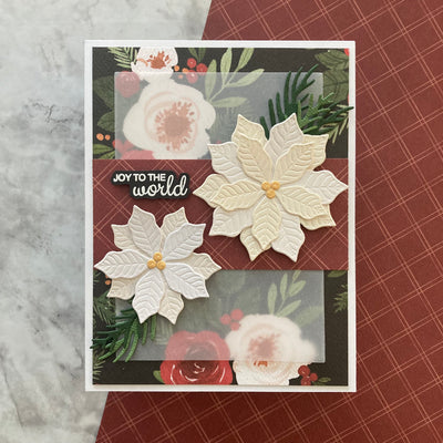 Handmade Christmas card featuring Echo Park FESTIVE FLORAL and Neenah Stardream Pearlescent Cardstock 