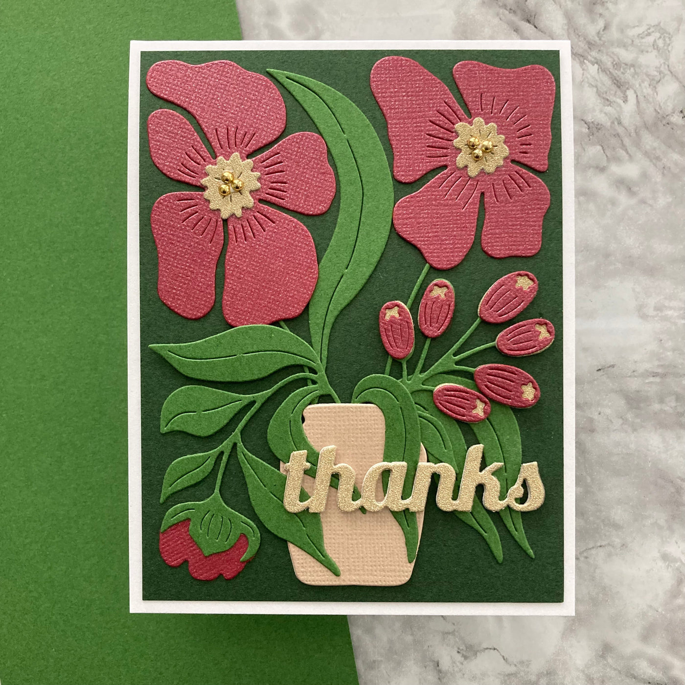 Handmade card featuring Bazzill Smoothies in Kiwi Crush