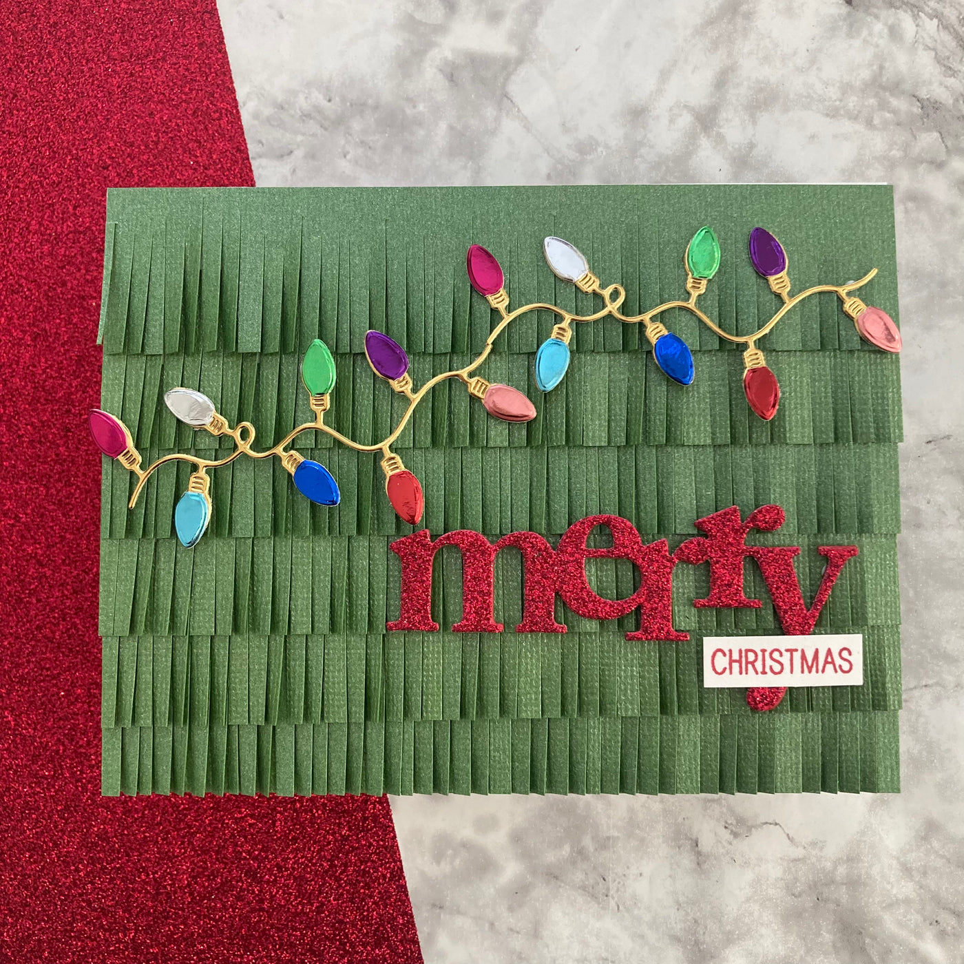 handmade Christmas card featuring fern glimmer