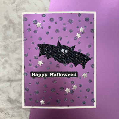 handmade halloween card featuring lavender matte foil cardstock