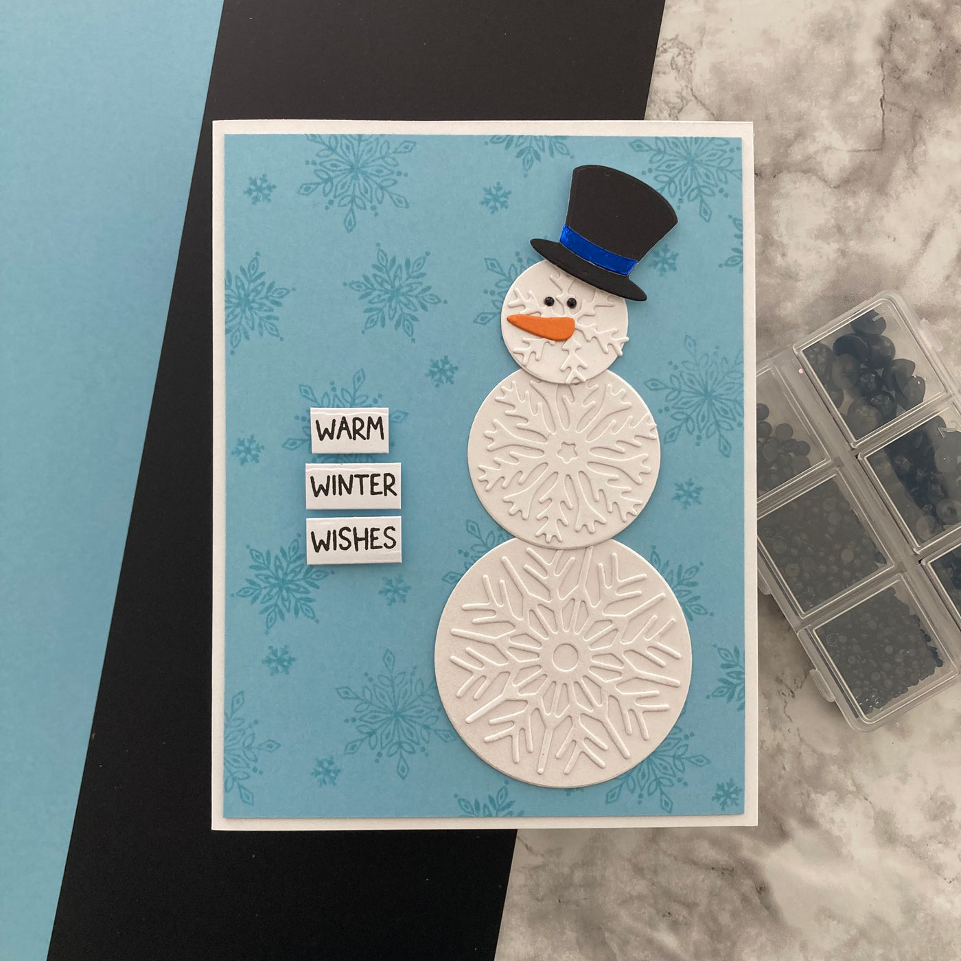 handmade winter card featuring moonstone heavyweight cardstock by My Colors