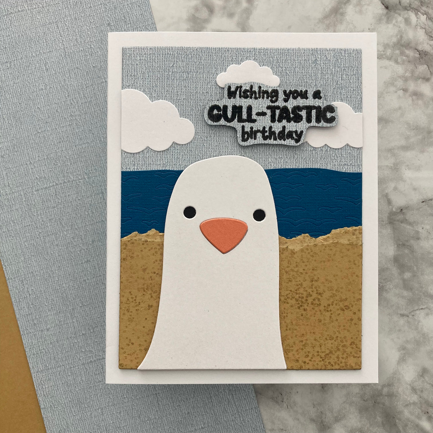 Handmade birthday card featuring sandable cardstock