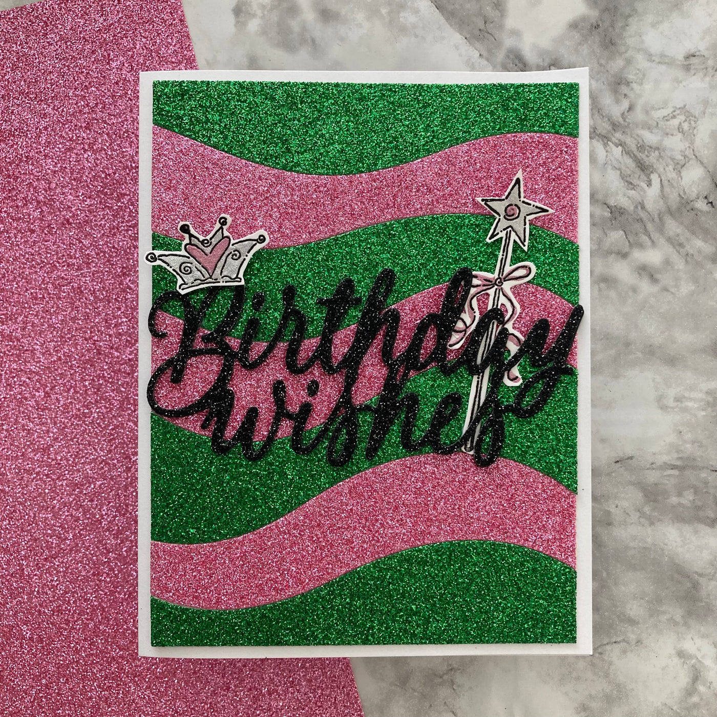 wicked inspired birthday card featuring glitter cardstock