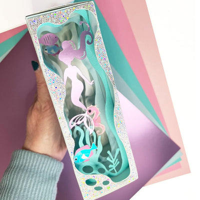 DIY mermaid craft using Encore Sequin Glitter Cardstock in Silver Hologram