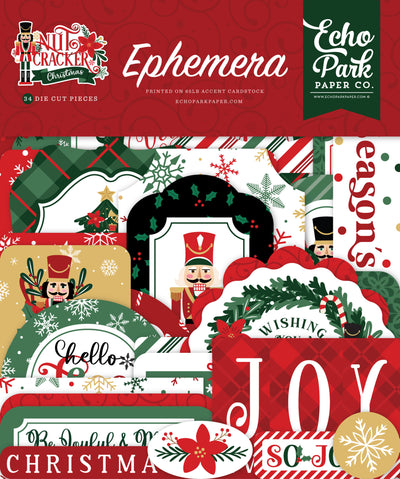 Nutcracker Christmas Ephemera Die Cut Cardstock Pack includes 34 different die-cut shapes ready to embellish any project.