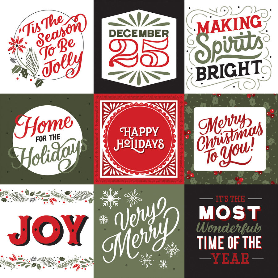 SALUTATIONS CHRISTMAS 4X4 JOURNALING CARDS - 12x12 Double-Sided Patterned Paper - Echo Park