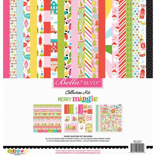 This pack of 24 12" x 12" double-sided papers and one sticker sheet from the Merry Mingle Collection is Versatile for card making and crafts—Bella Blvd.