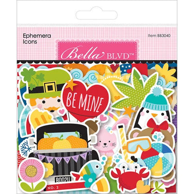 Ephemera Icons die-cut cardstock pieces are part of the My Life Collection from Bella Blvd. Perfect for cards, scrapbook pages, tags, journals, planners, and other paper crafting projects. 