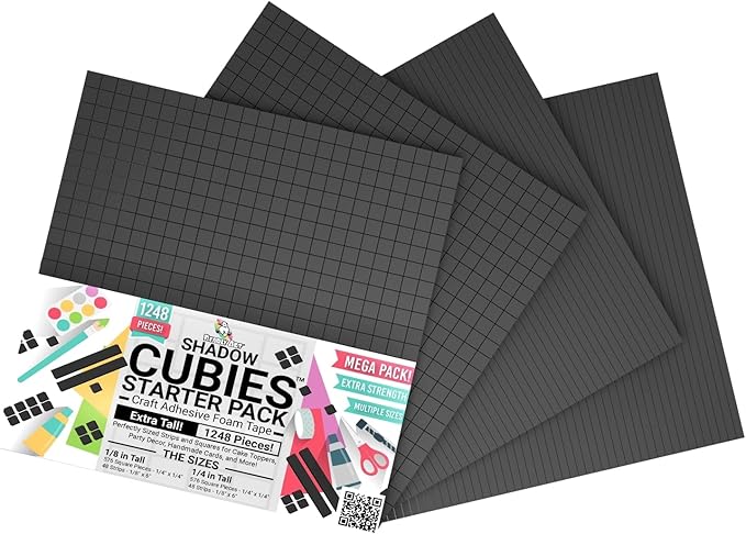 CUBIES SHADOW COLLECTION by Bearly Art - 1248 Piece Black Dimensional Foam Adhesive