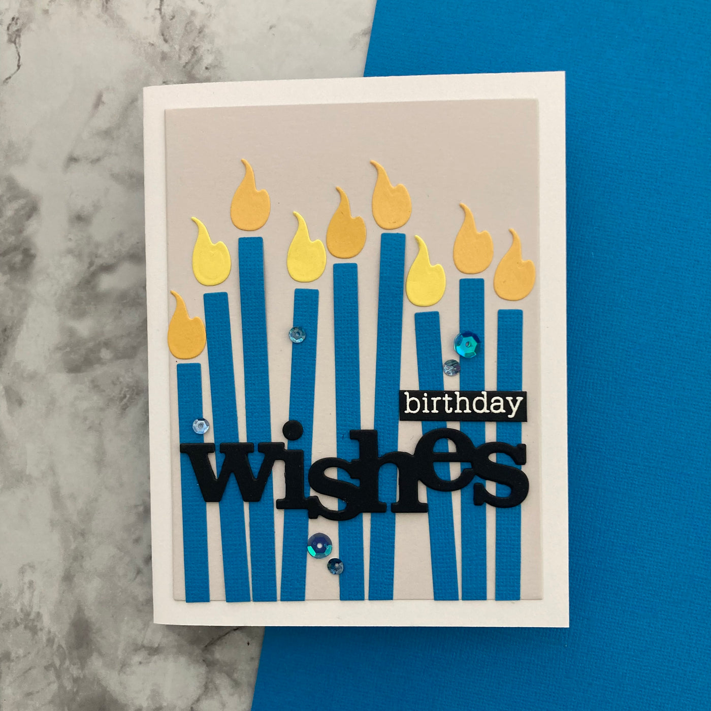 handmade card using cardstock strips - Encore Honolulu Bluee