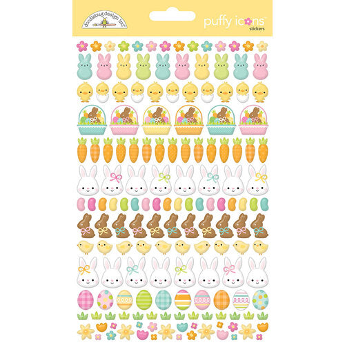 Puffy Stickers in various shapes and sizes; adhesive back, designed to coordinate with Bunny Hop Collection by Doodlebug.