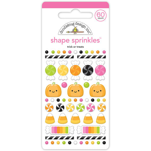 Colorful, self-adhesive, yummy treats like candies and pumpkins. A fun embellishment for craft projects. Bright party colors by Doodlebug Design.
