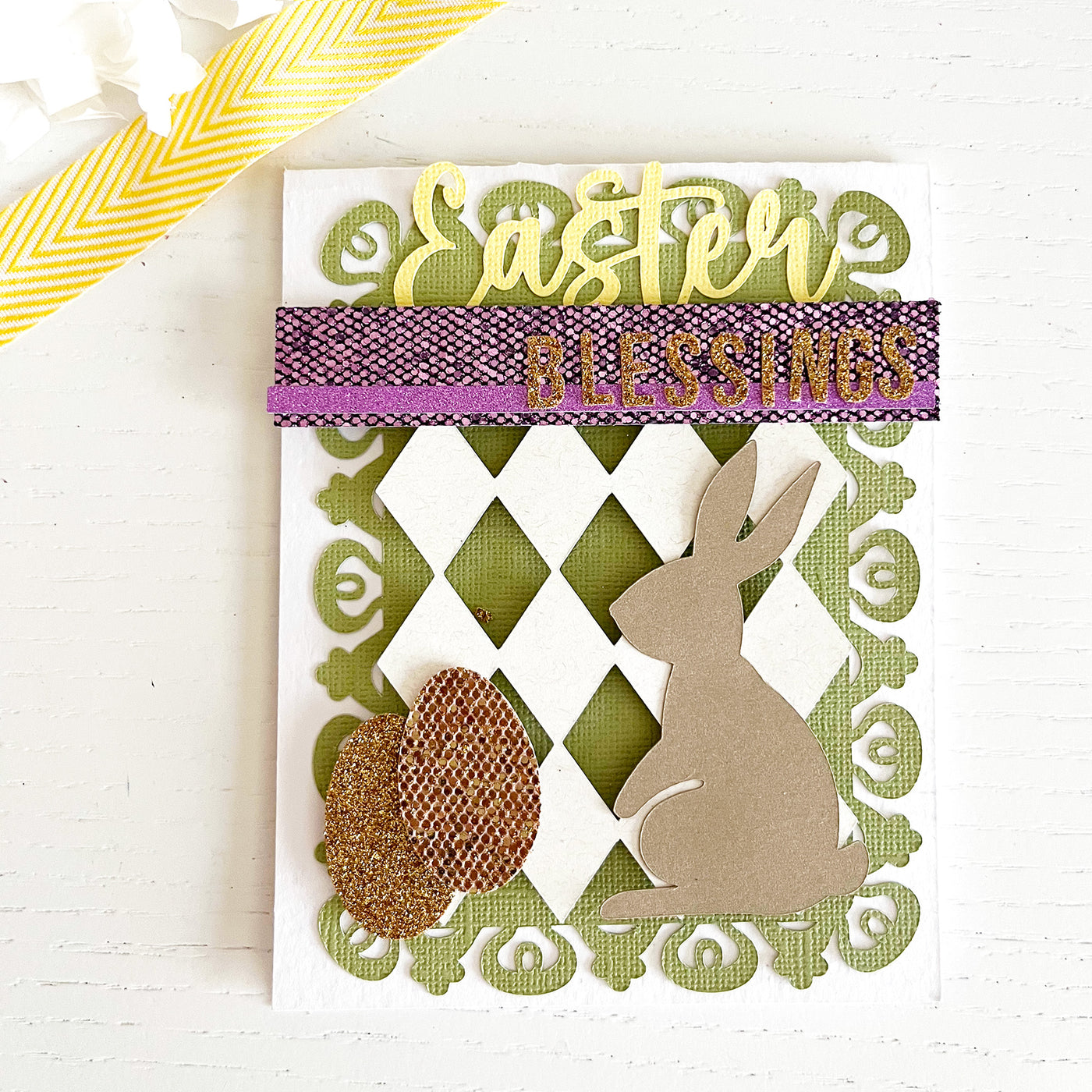 handmade Easter card featuring Tea Green Encore cardstock